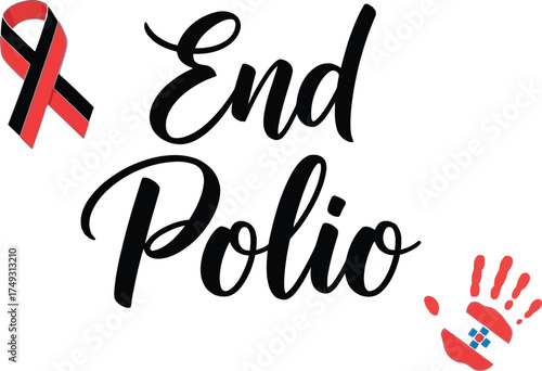 Vector art of end polio concept with vaccine and earth