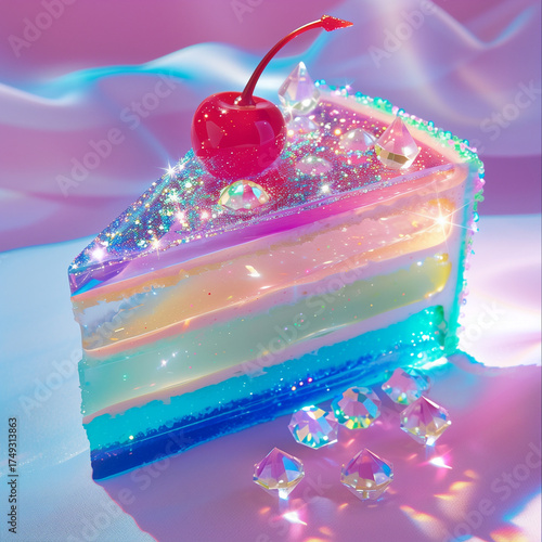 A slice of cake made of jelly.