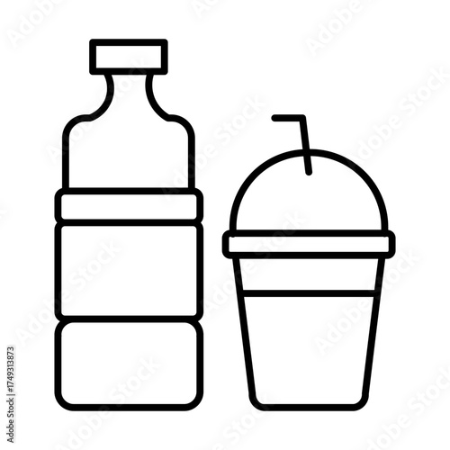 waste plastic line icon