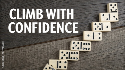 Wallpaper Mural Climb with Confidence: Motivational Message with Dominoes and Wood Torontodigital.ca