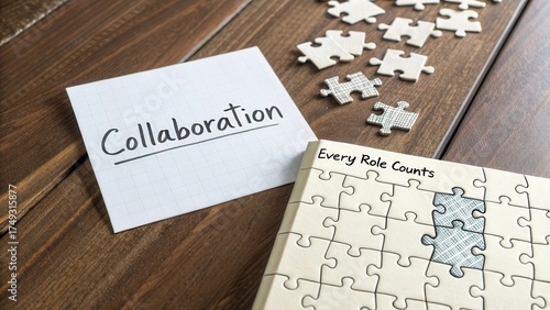 Wallpaper Mural Collaboration Concept with Puzzle Pieces and Notepad on Wooden Table Torontodigital.ca