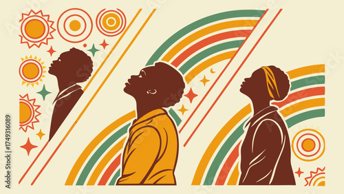 Diverse People Looking Up, Envisioning Bright Future, Hopeful for Success, Growth, and Opportunity in Business