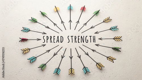 Wallpaper Mural Colorful Arrows Surrounding Motivational Text About Strength Torontodigital.ca