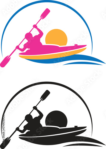 Unique Kayak icon silhouette for business