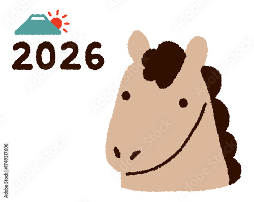 馬　２０２６　イラスト　シンプル