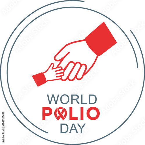 Vector art of world polio day logo with helping hand concept