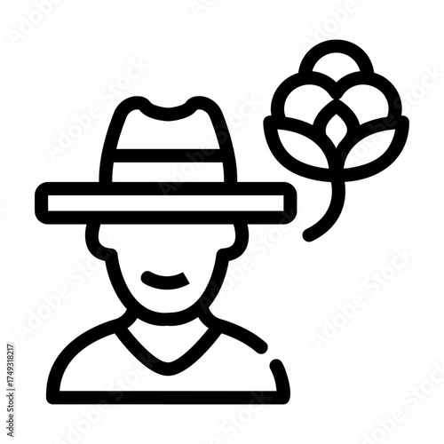 cotton farmer Line Icon