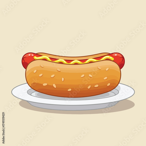 A Delicious Hot Dog with Mustard and Ketchup on a Plate.