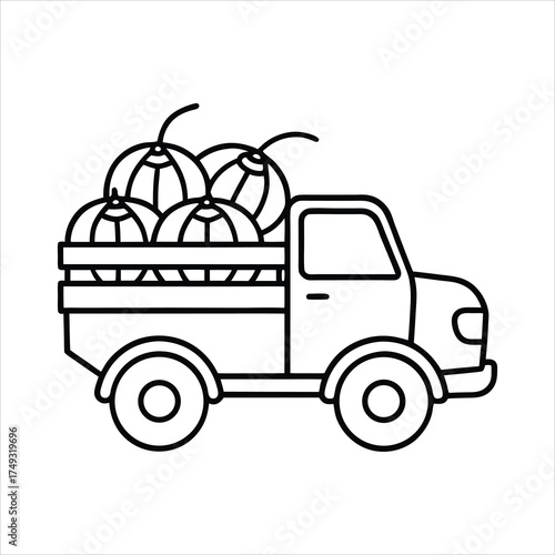 Retro truck carrying pumpkins and spice sacks  sim