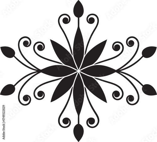 Elegant black symmetrical decorative border design element