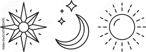 Nine minimalist celestial illustrations collection