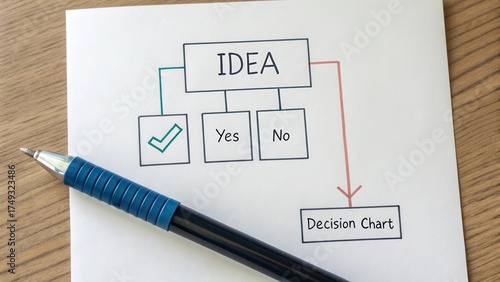 Flowchart Illustration for Decision Making Process on Ideas