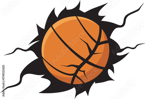 Dynamic basketball explosion graphic with color bursts