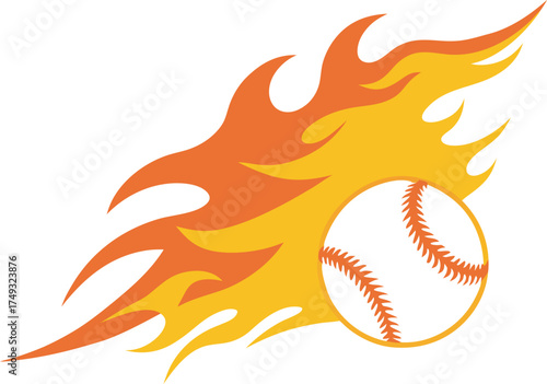 Dynamic baseball illustration with fiery or energetic swirls