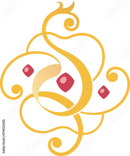 Elegant food design with gold filigree and gemstones