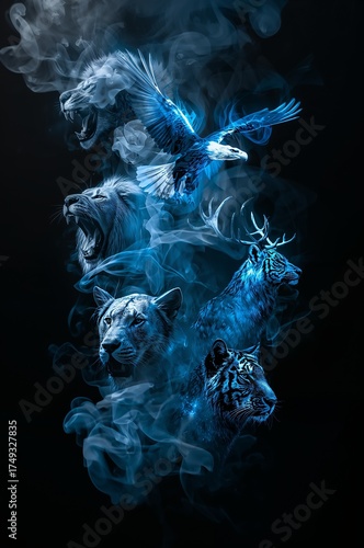blue smoke on black
