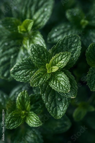 mint leaves in the snow