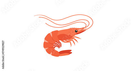 Stylized Orange Shrimp Illustration with Long Antennae.