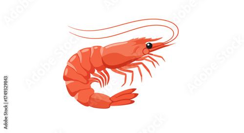 Cartoon Illustration of a Cooked Shrimp with Antennae.