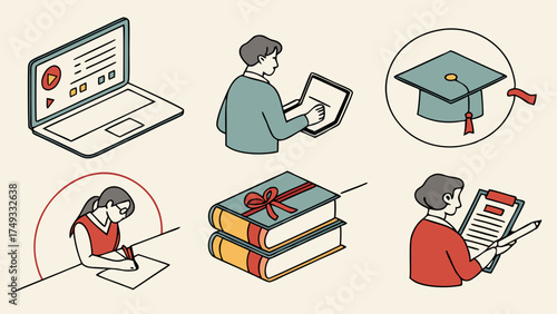 Students Learning Online, Studying, Graduating. Digital Education, Academic Achievement, Career Development, and E-learning Resources for Learners.