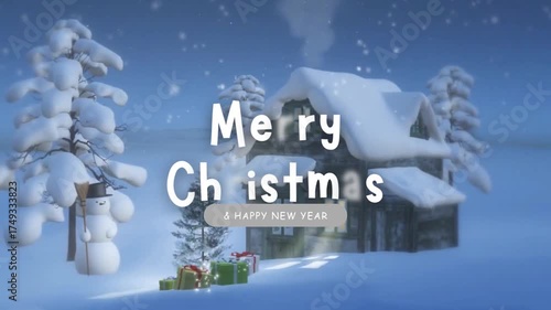 video merry christmas card with snow design winter celebration white snowflake