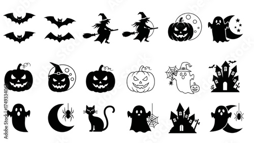 Halloween Festival Vector Illustration Icon Set – Spooky Holiday Elements