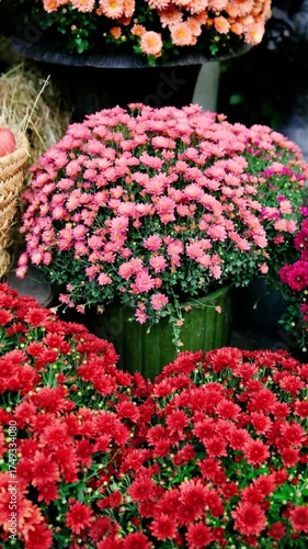 Wallpaper Mural Abundant chrysanthemum garden with pink and red mums in full bloom during fall. Torontodigital.ca