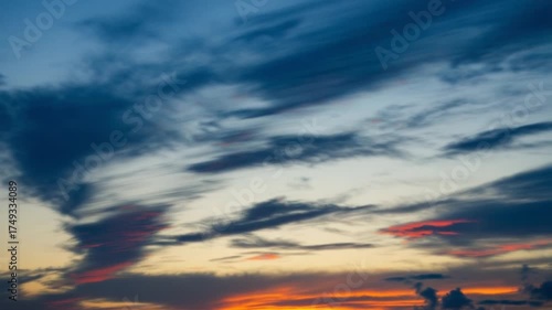 Vibrant Sunset Sky with Colorful Clouds at Dusk.
