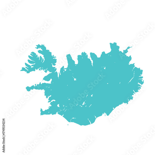 Map of Iceland, sign silhouette. World Map Globe. Vector Illustration isolated on transparent background. Europe continent.