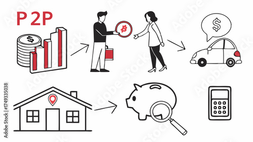 P2P Peer to Peer Lending Borrowing Investing Money for House Car Loans and Personal Finance Planning