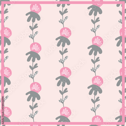 Print for kerchief, bandana, scarf, handkerchief, shawl, neck scarf. Squared pattern with ornament for fabric, textile, silk products. Paisley vector with abstract flowers. Floral folk tracery.