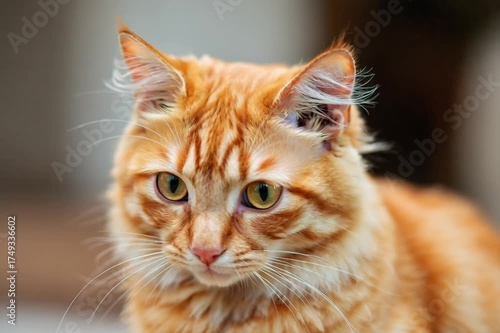 Ginger Tabby Cat Portrait - A Close-Up of Feline Beauty and Charm.