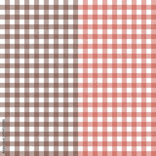 Wallpaper Mural Autumn gingham plaid pattern background in warm brown and red tones. Seamless checkered fabric texture perfect for fall design, textile, or cozy seasonal decor. Torontodigital.ca