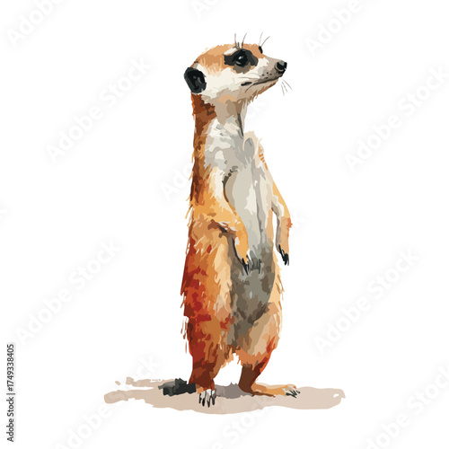 Alert Meerkat Standing Upright Vector Art.