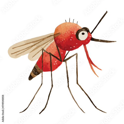 Cartoon Mosquito Vector Illustration Tropical Insect.