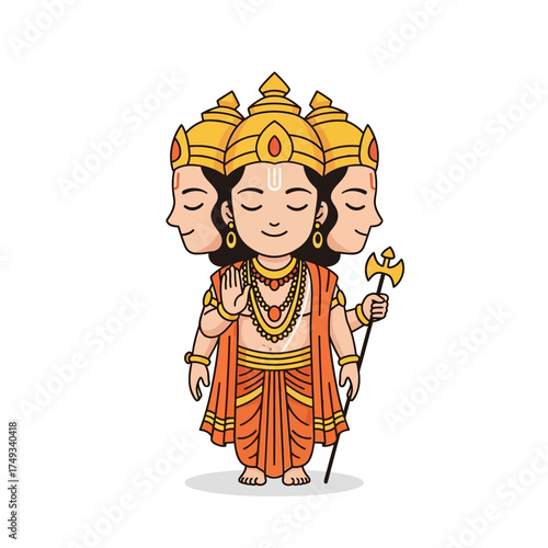 Chibi Brahma Illustration - Hindu God of Creation.