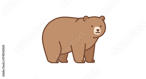 Cartoon Brown Bear Illustration with Simple Design.