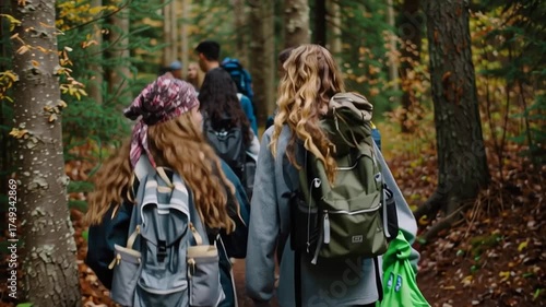 Wallpaper Mural Students Walking on Forest Trail During School Trip Torontodigital.ca
