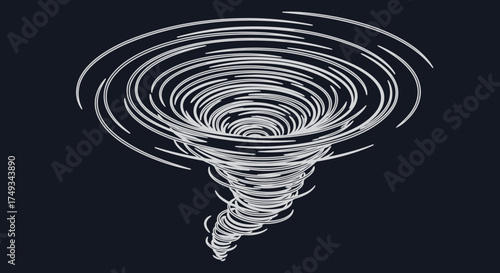 Abstract swirling vortex of wind and energy in a stylized silhouette