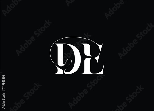 DE monogram logo | elegant black and white initial design