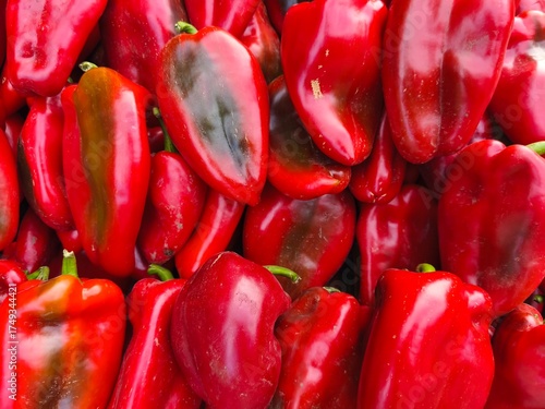 Fresh Red Bell Peppers Close Up