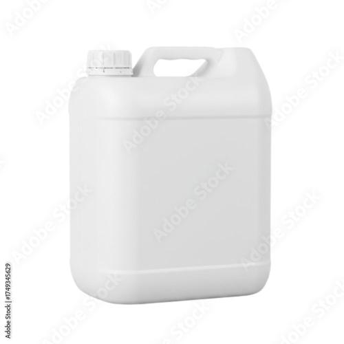 White plastic jerry can or canister for liquids, industrial mockup png