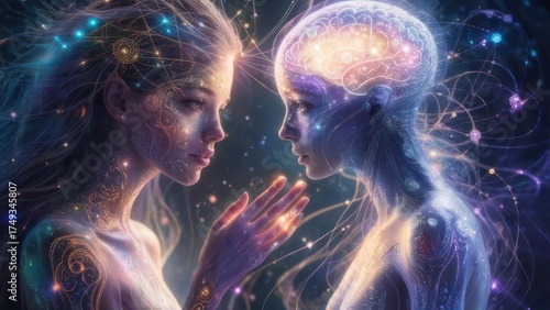 Mystical Connection - Two Beings Share a Cosmic Bond.