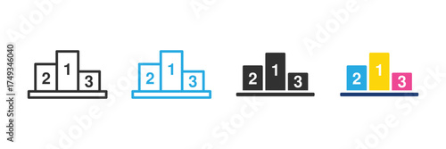 Winner podium icon. Winner podium 1, 2, 3 place symbol. Champion podium icon. Winner pedestal symbol.