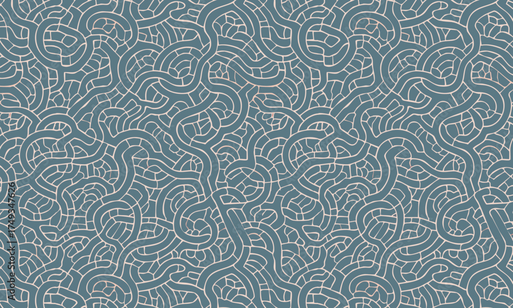 Fototapeta premium Intricate Winding Labyrinth and Brain Coral Seamless Pattern