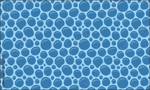 Blue Water Bubbles and Droplets Seamless Pattern