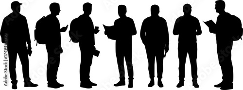 Global Business Travelers Group Silhouette - Tourism Teamwork Vector	