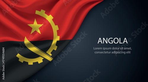 Angola national flag with smooth fabric texture background