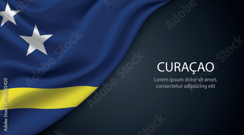 Curacao national flag with smooth fabric texture background