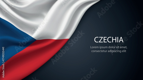 Czechia national flag with smooth fabric texture background